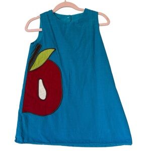 Little English trapeze dress 🍎 corduroy Apple appliqué 4T